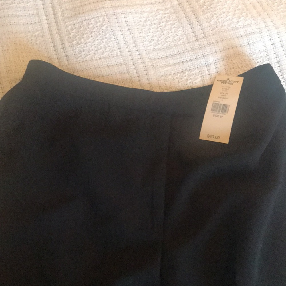 Karen Scott 3 pc black lined set, 8p pants NWT, jacket&skirt used - Picture 9 of 14